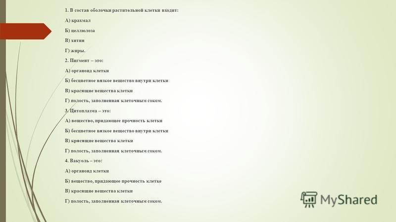 в состав оболочки растительной клетки входит