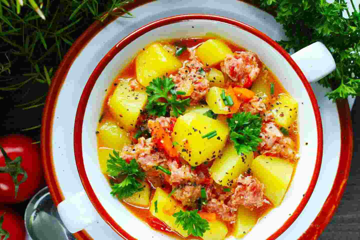 картошка с тушенкой в кастрюле