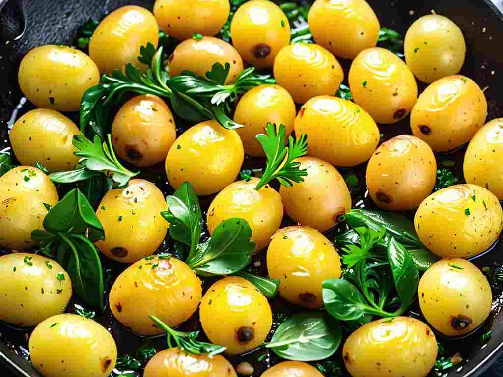 мелкая картошка жареная целиком на сковороде