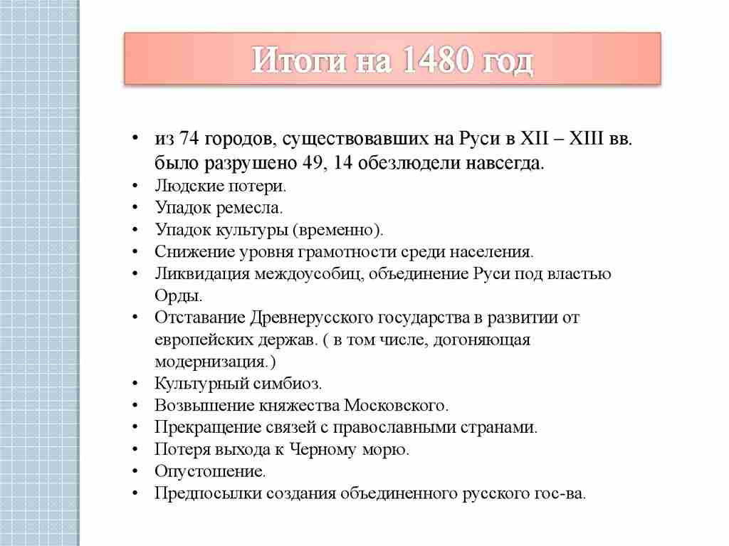 последствия монгольского нашествия на русь