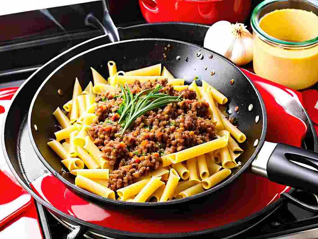 рецепт макарон с тушенкой на сковороде