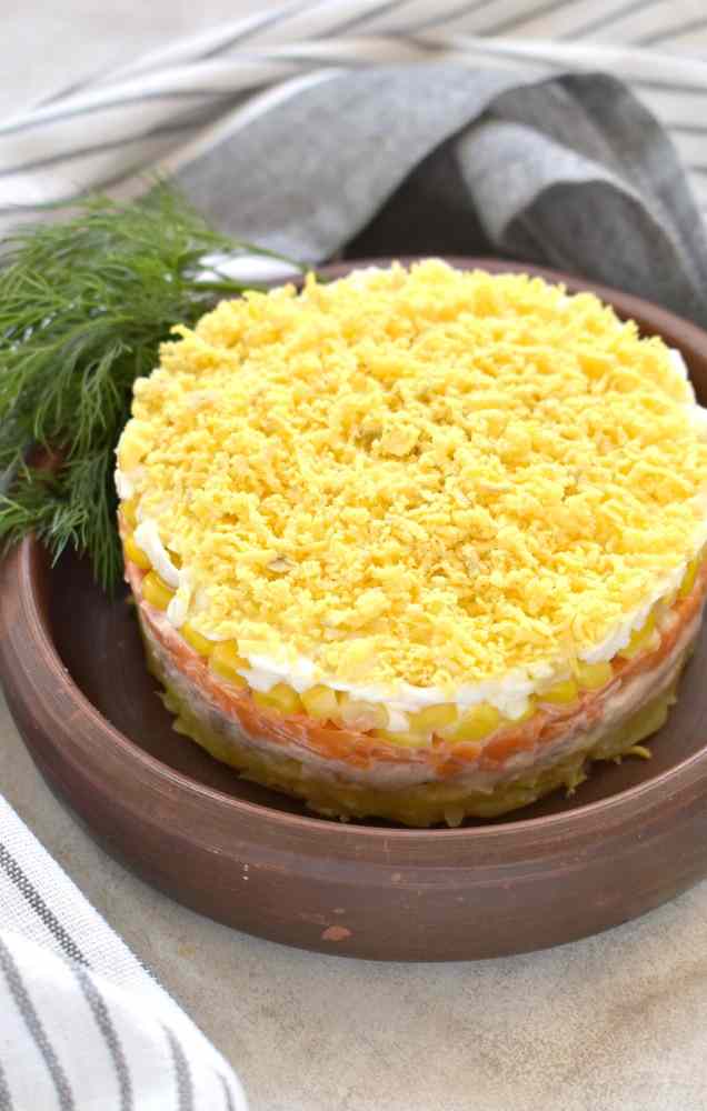 салат мимоза с рыбными консервами рецепт