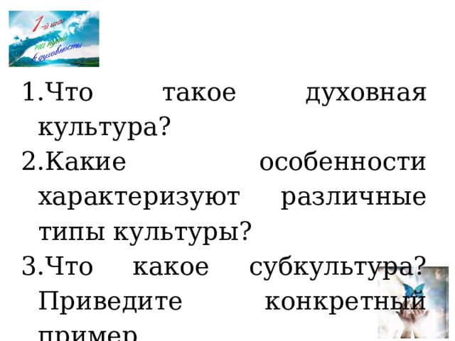 какие особенности характеризуют различные типы культуры