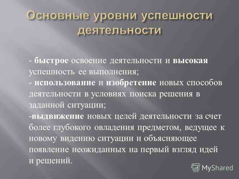 что является условием успешной деятельности